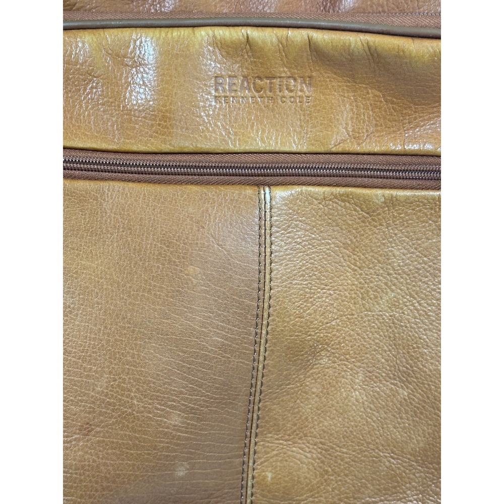 Kenneth Cole Reaction Mens Tan Cognac LeatherLaptop Backpack Business Bag 580674 - Picture 4 of 15